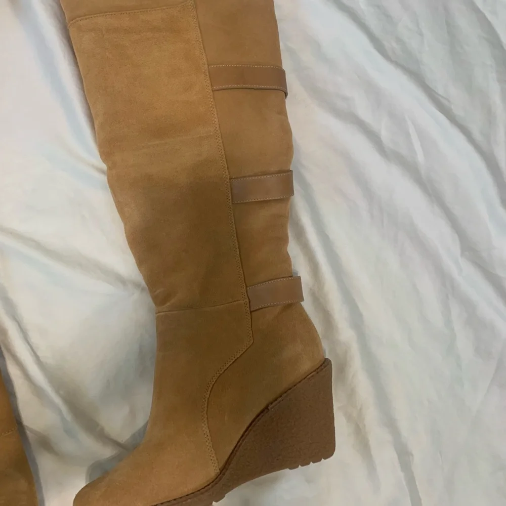Cole Haan Women's Tall Wedge Suede Boots in Tan Size 7 1/2